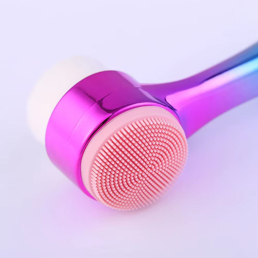 2 in 1 Gradient Facial Cleansing Brush Face Pore Exfoliatoring Blackhead Removal Cleanser Massage Brush Double-Sided Clean Tools